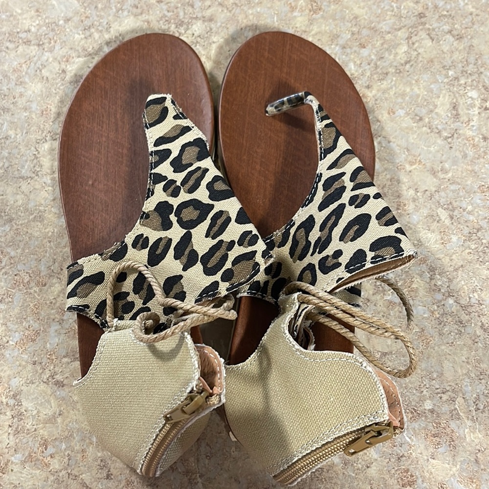 Cheetah lace up sandals